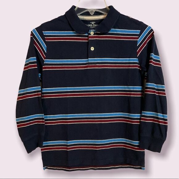 Faded Glory Boys Long Sleeve Collared Striped Tee Shirt - Picture 1 of 3